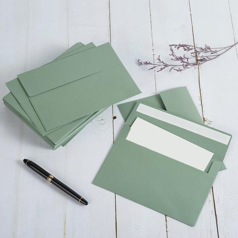 Wishop 50 Pack 5 x 7 Envelopes Colored Self Seal for Wedding, Party Invitations, Greeting Cards, Announcements, Photos, 5.24 x 7.21 Inches (Sage Green) - Image 4
